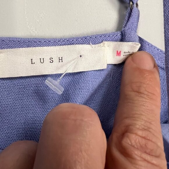 Lush Women's Square Neck Sheath Dress Blue Violet Size Medium Ruffle Hem - Picture 8 of 9